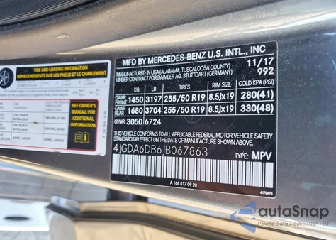 2018 Mercedes-Benz Gle 550E 4Matic from USA, damaged, VIN 4JGDA6DB6JB067863